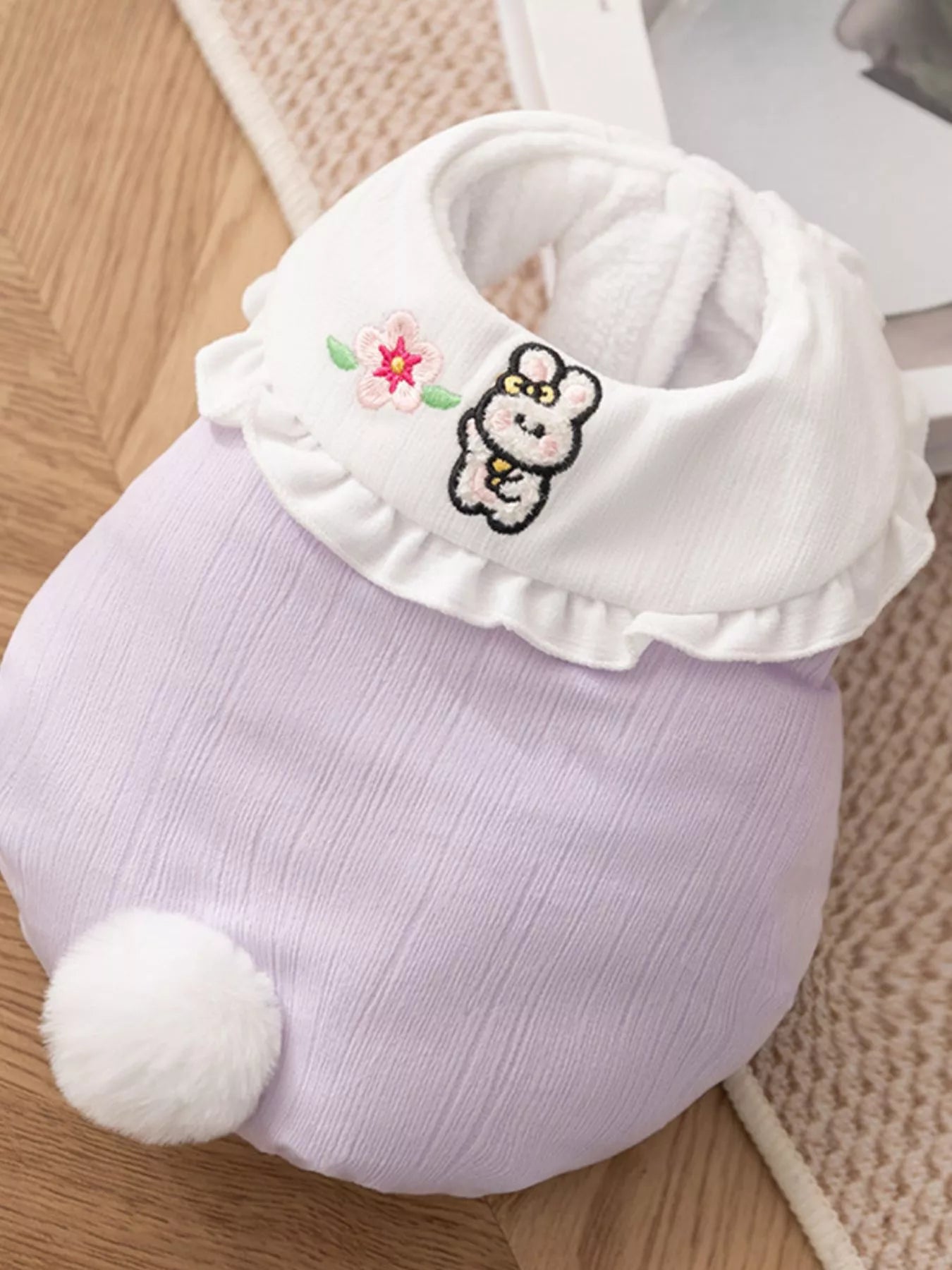 Button-Down Pet Jumpsuit with Ruffle Collar