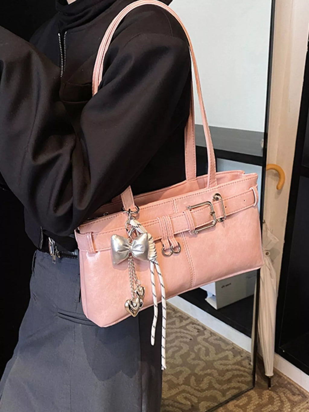 Buckle Decor Shoulder Bag