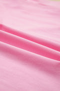 Pink Eyelash Floral Lace Patchwork Half Sleeve Oversize Tee