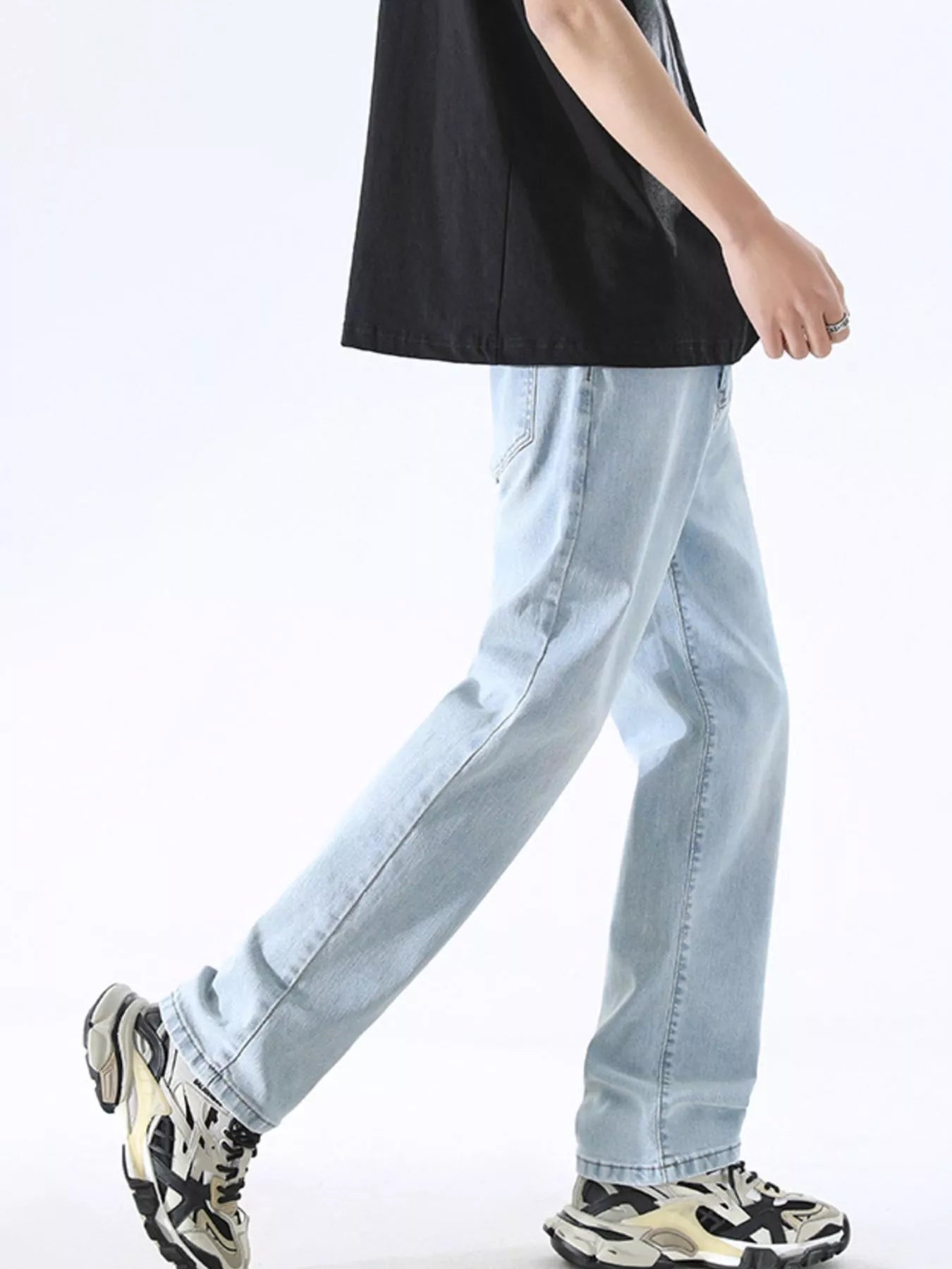 Men's Full Size Wash Wide Leg Jeans Plus Size