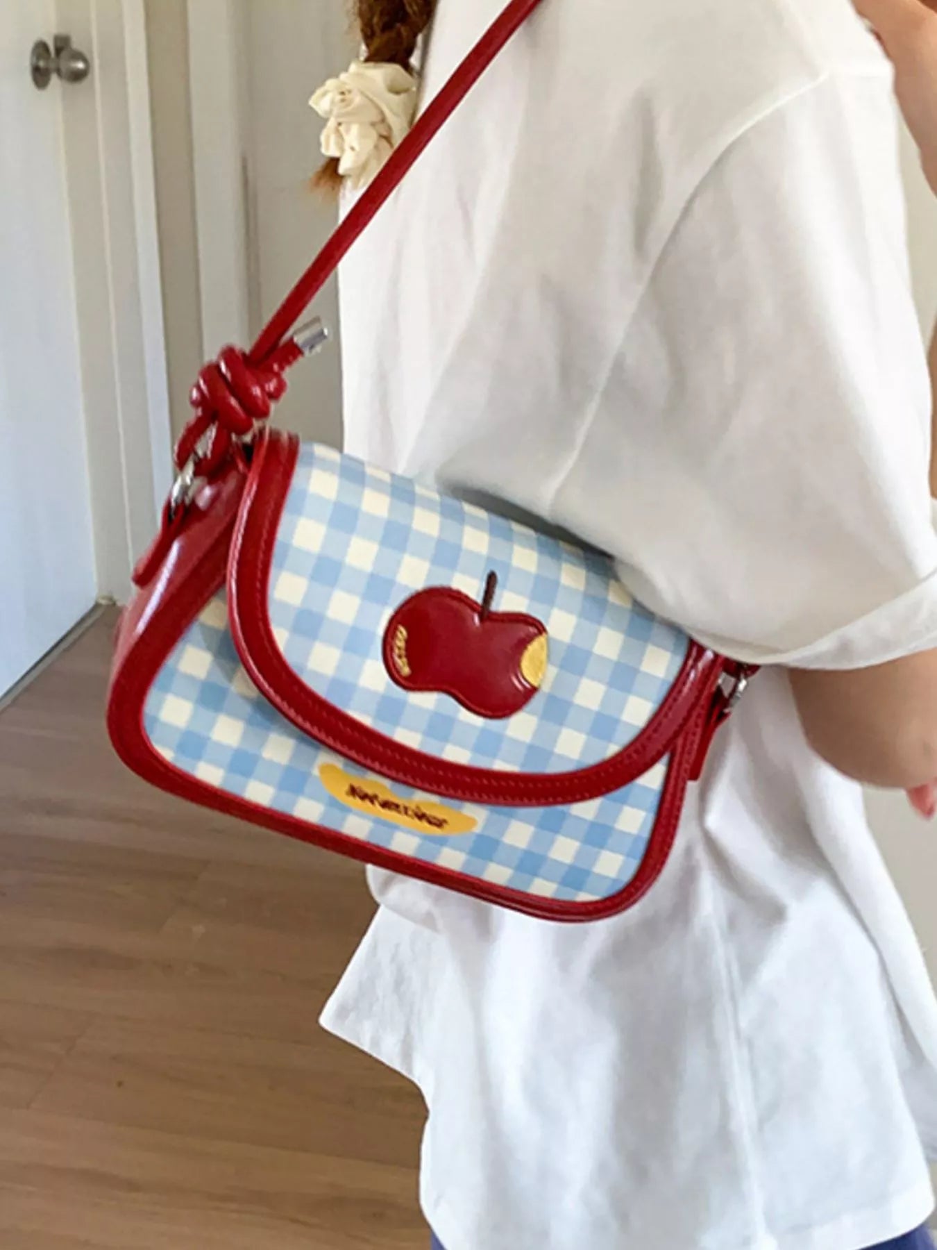 Apple Gingham Shoulder Bag