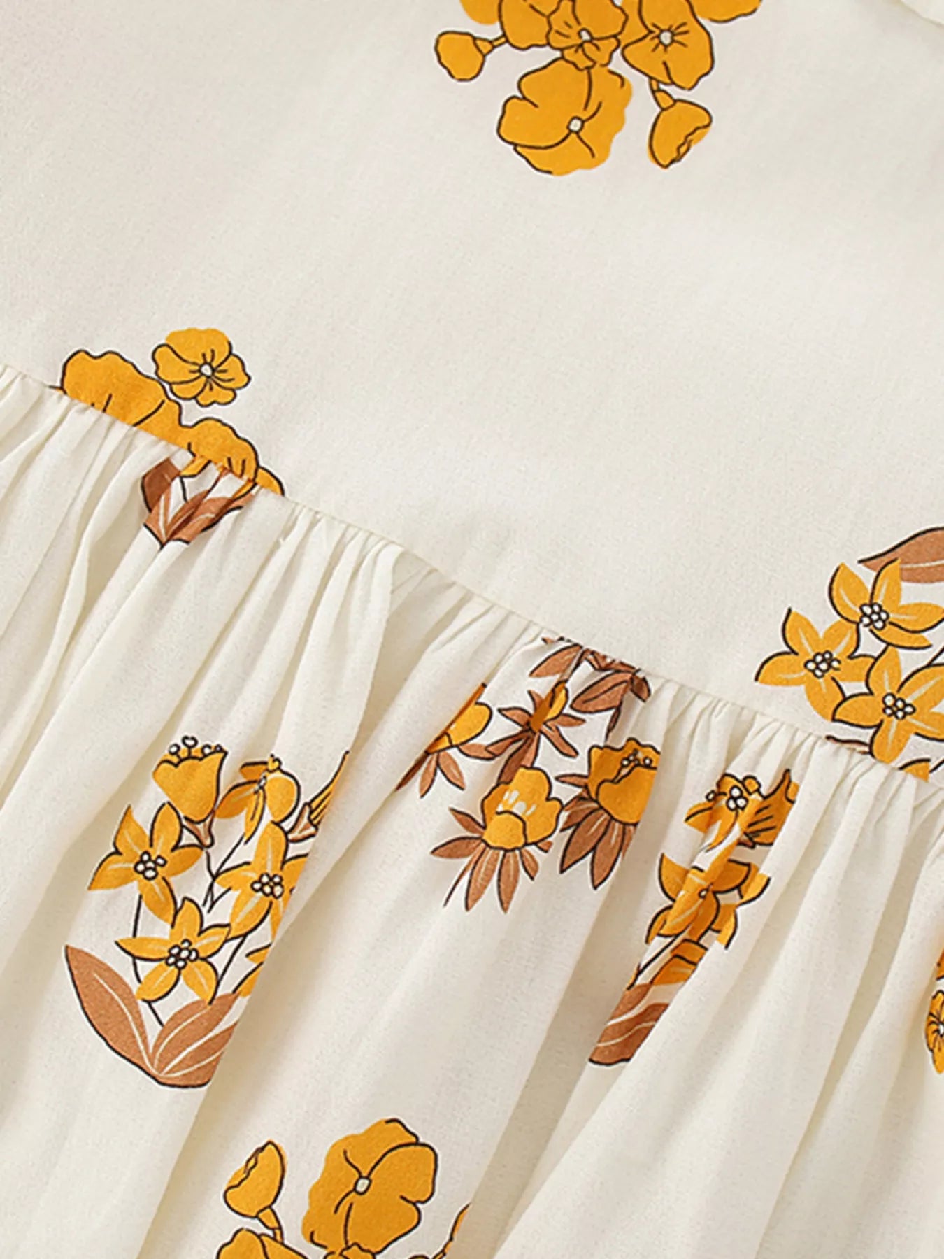Children's Floral Print Ruffle Collar Dress