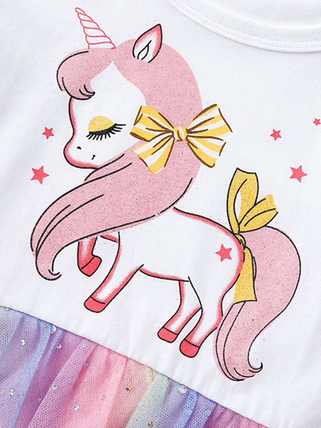 Children's Unicorn Graphic Rainbow Tulle Dress