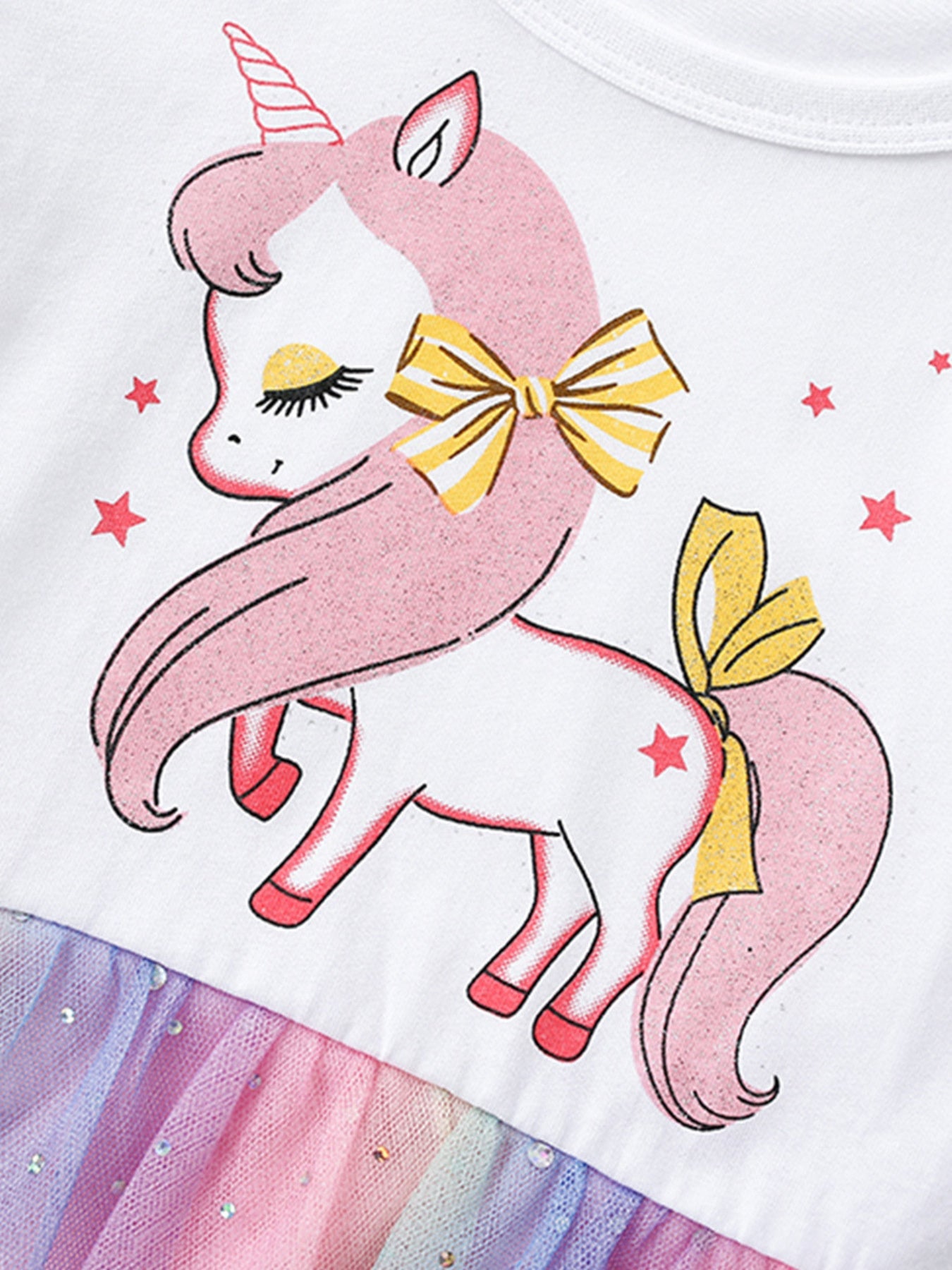 Children's Unicorn Graphic Rainbow Tulle Dress