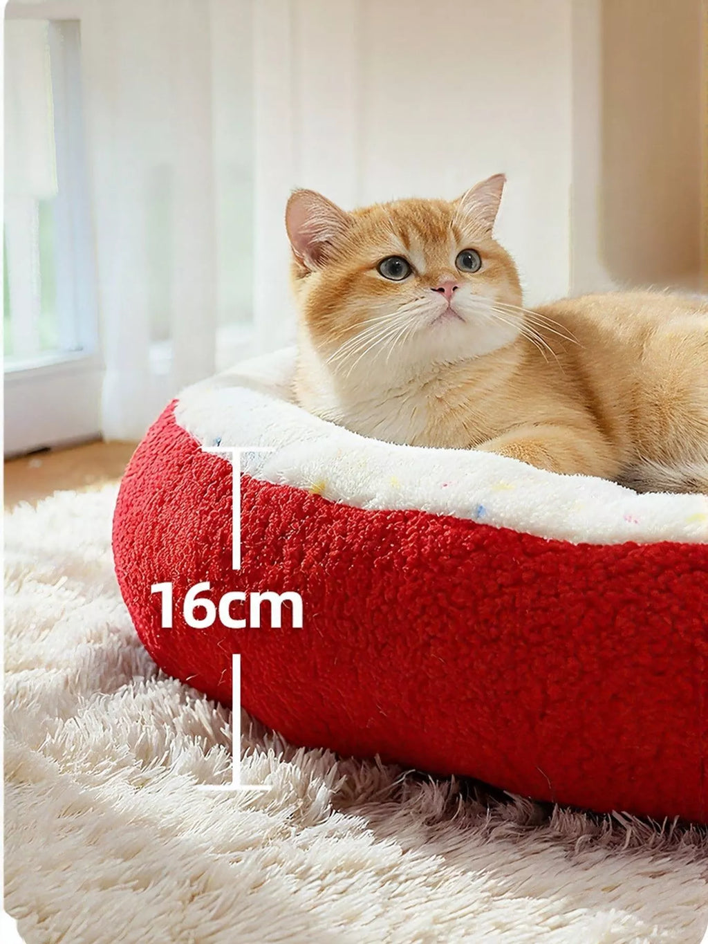 Cartoon Apple Shape Pet Nest with Plush Arms