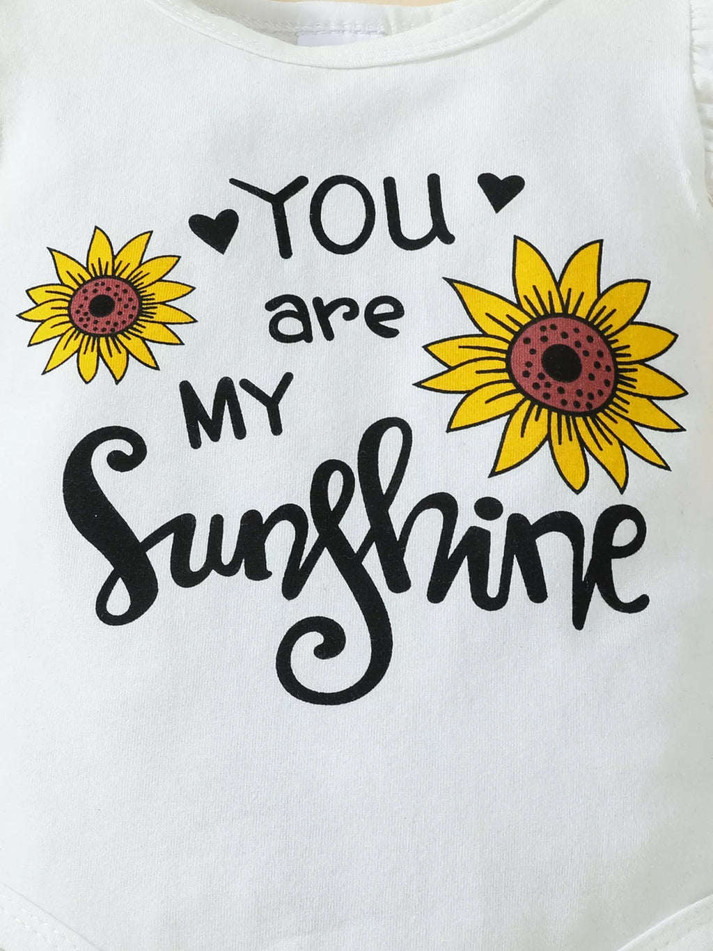 Children's Ruffled Bodysuit and Sunflower Skirt Set with Headband