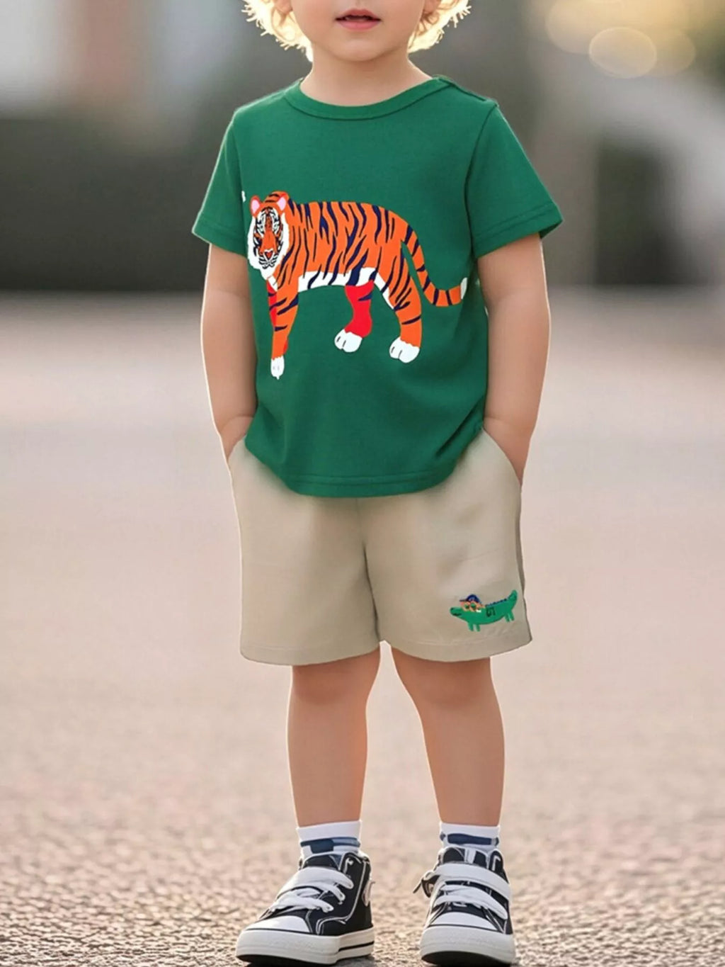 Children's Tiger Graphic Crew Neck T-Shirt