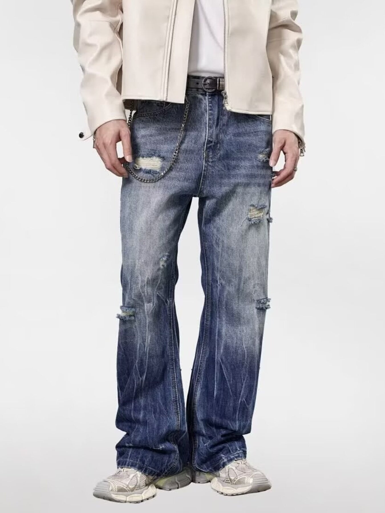 Men's Full Size Distressed Loose Fit Jeans Plus Size