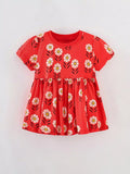 Children's Floral Print Short Sleeve Dress