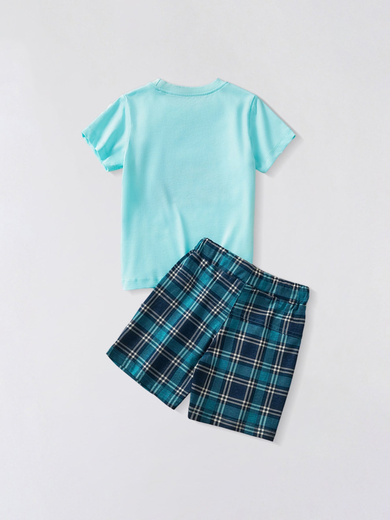 Children's Graphic T-Shirt & Plaid Shorts Set
