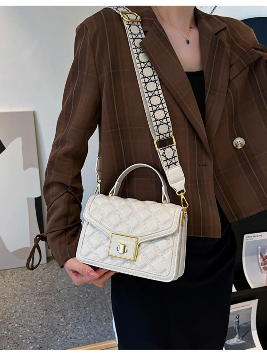Quilted Adjustable Strap Shoulder Bag