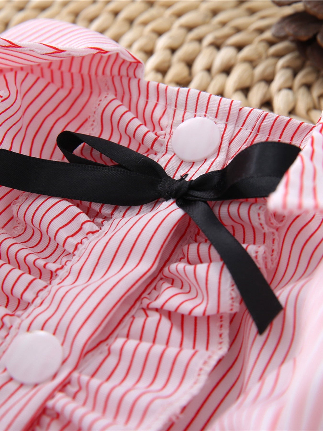 Striped Ruffle Pet Top with Bow