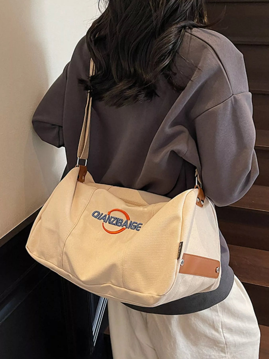 Canvas Duffel Bag with Adjustable Shoulder Strap