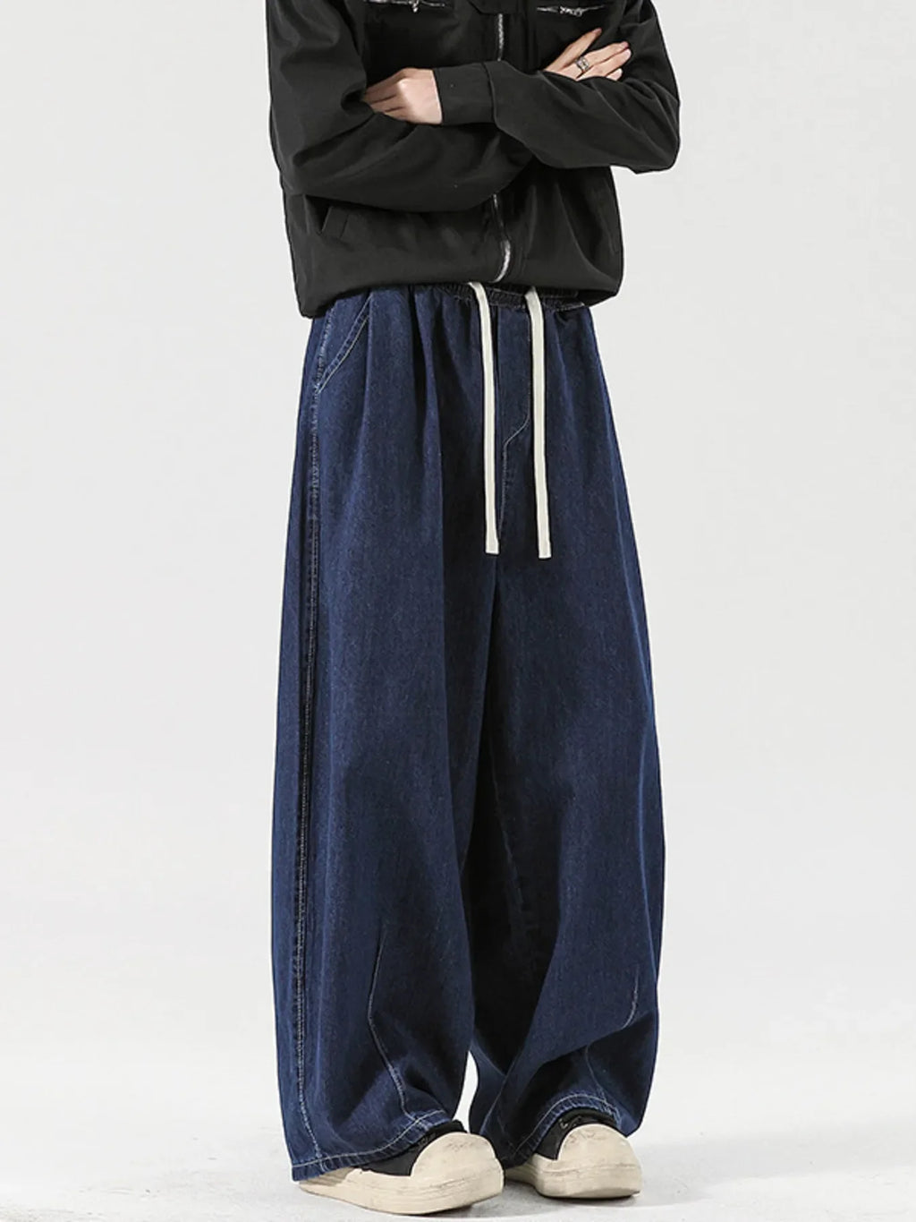 Men's Wide Leg Drawstring Jeans