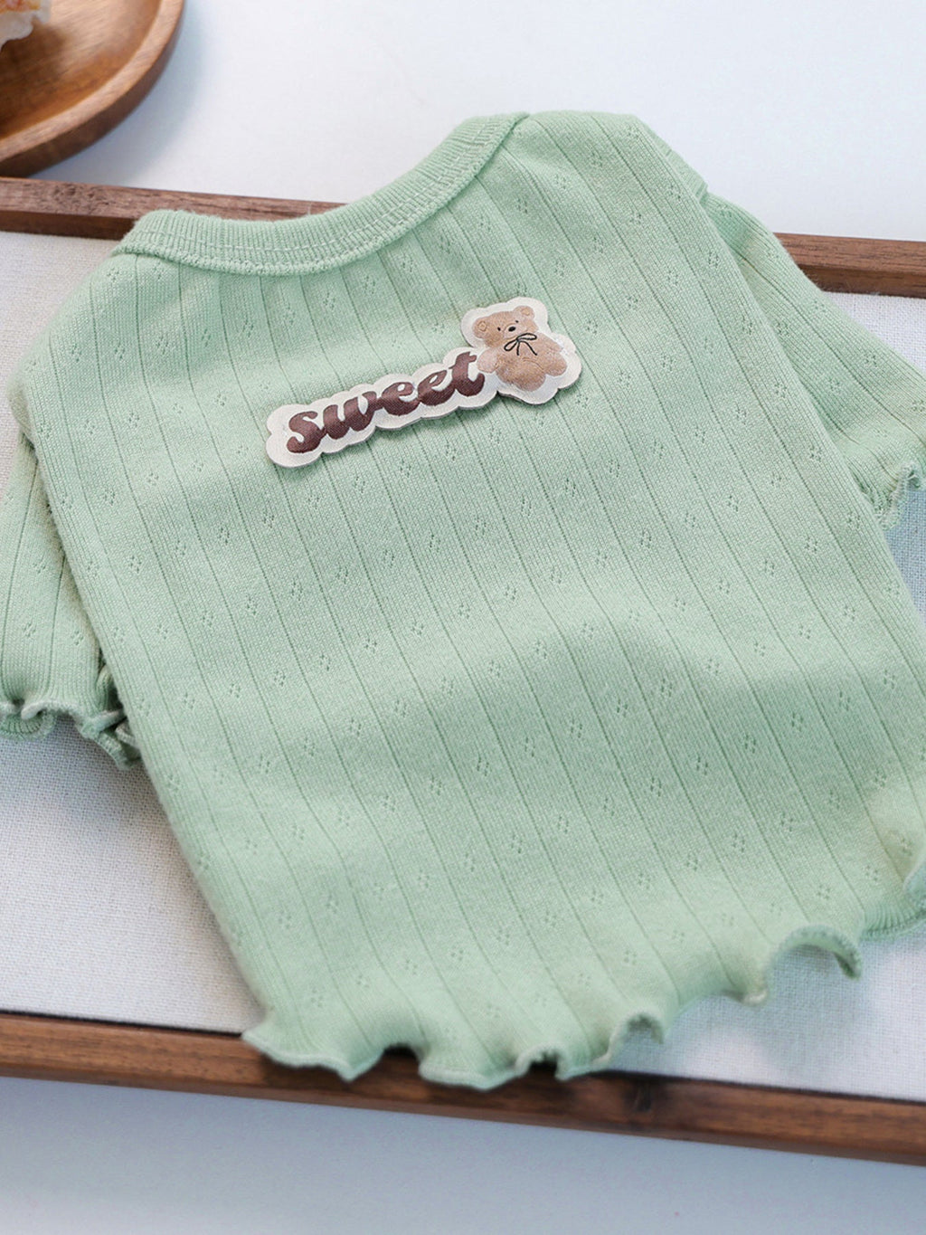 Sweet Bear Patch Ribbed Pet Top