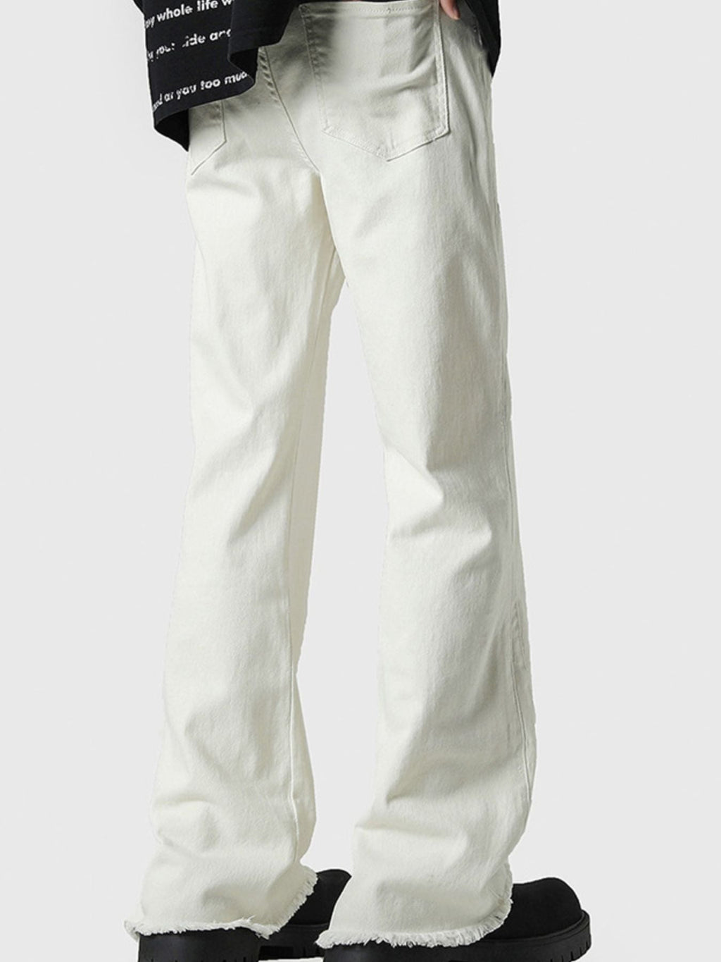 Men's Full Size Raw Hem Flare Jeans Plus Size