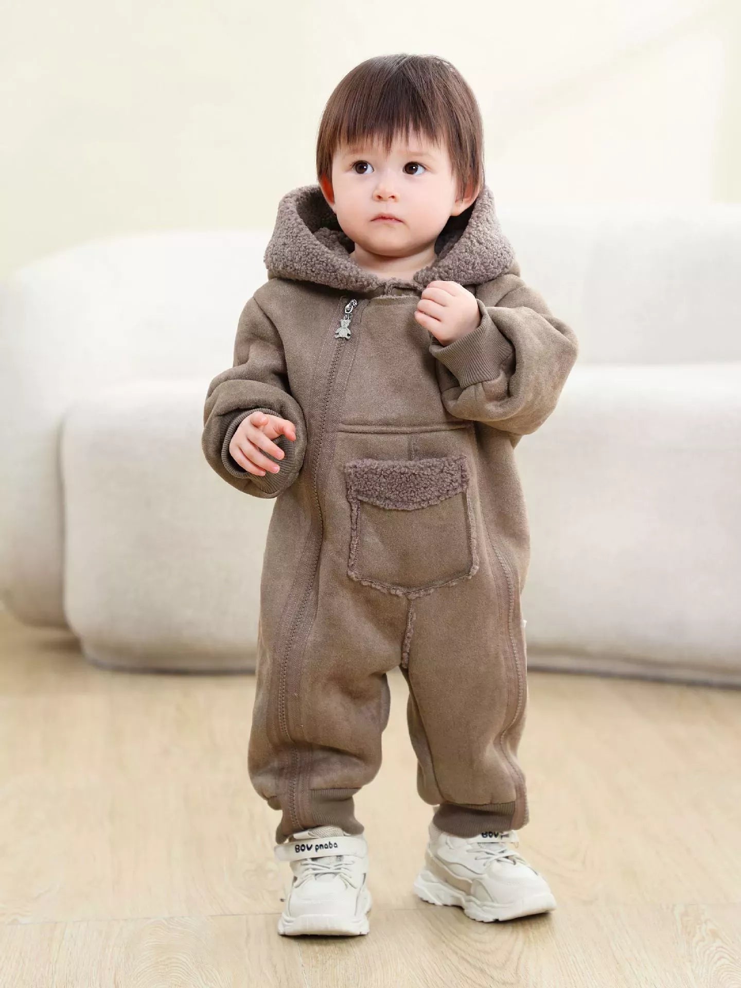 Children's Fleece Hooded One-Piece Jumpsuit