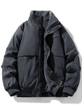 Men's Plus Size Sherpa Lined Stand Collar Bomber Jacket