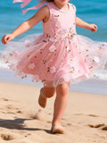 Children's Floral Sleeveless Tulle Dress