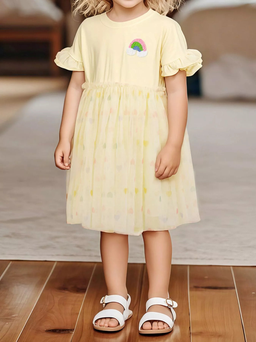 Children's Rainbow Applique Tulle Layered Dress