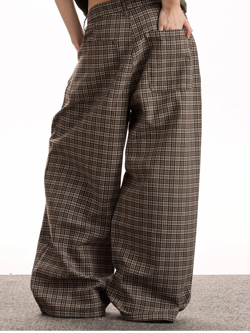 Men's Plus Size Plaid High-Waisted Wide Leg Shorts