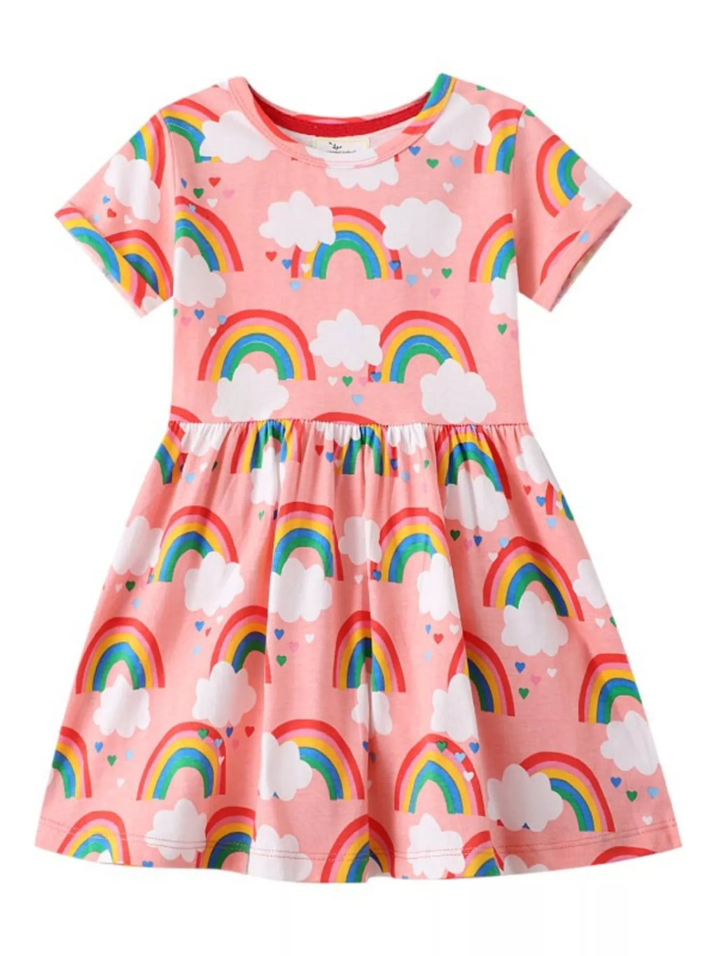 Children's Rainbow Print Short Sleeve Casual Dress