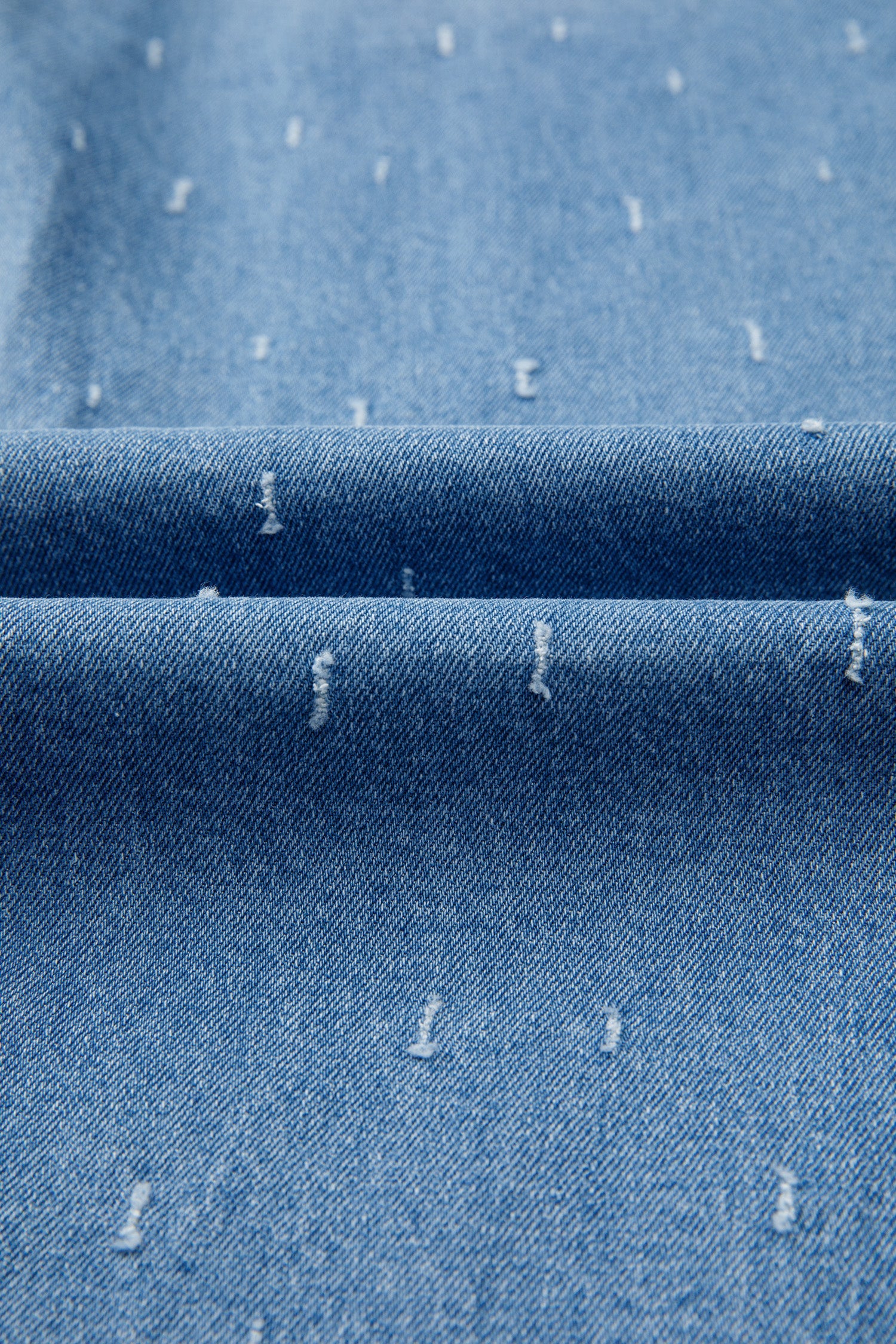 Mist Blue Distressed Detail Tummy Control Raw Hem Jeans