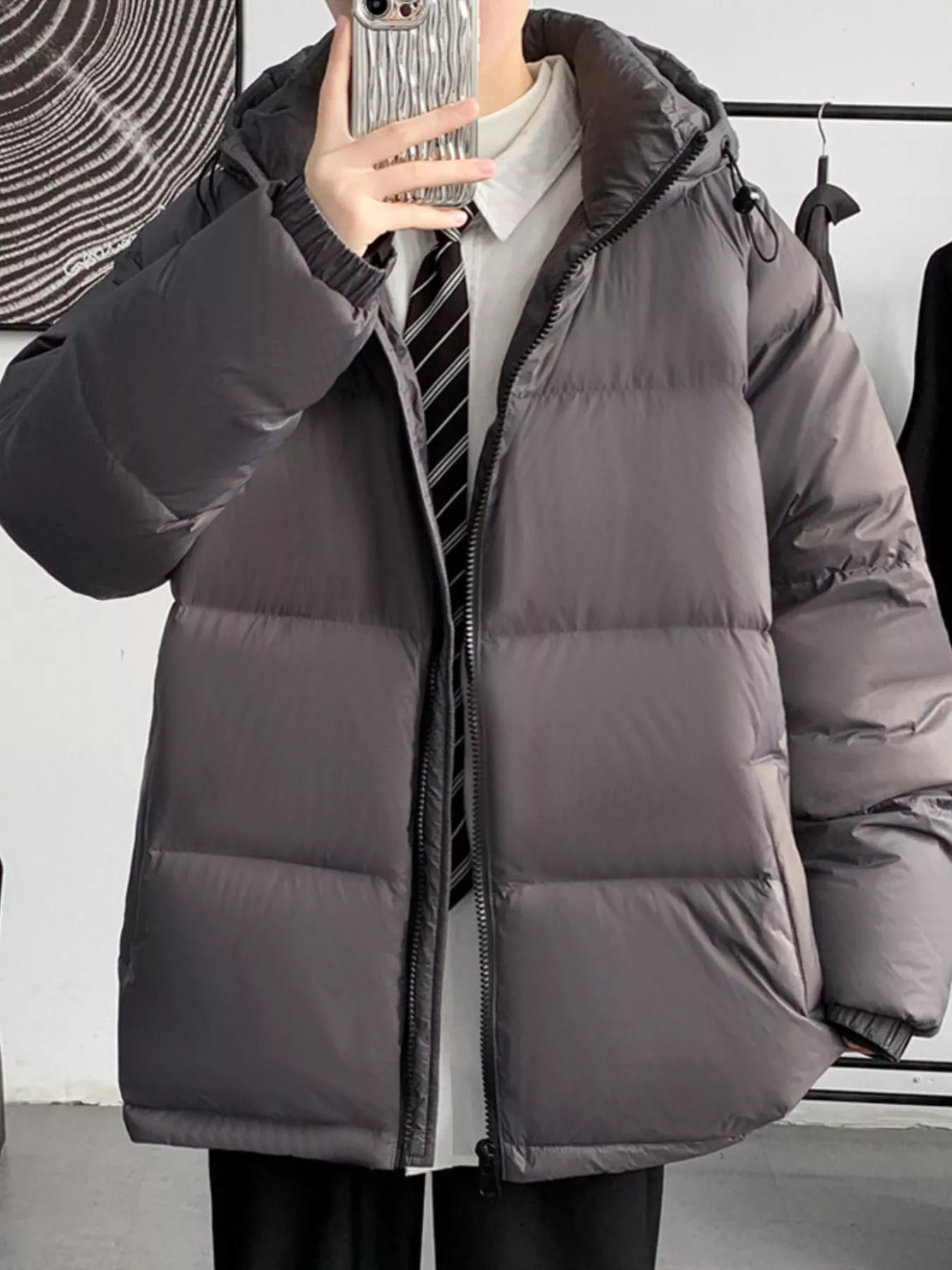 Men's Full Size Warm Padded Hooded Puffer Jacket Plus Size