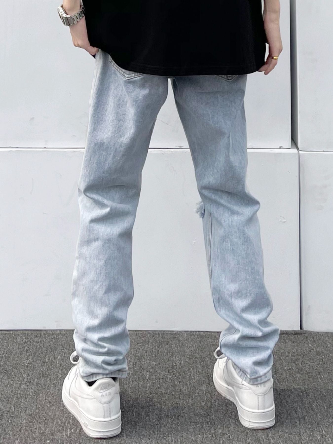 Men's Full Size Distressed Slim Fit Jeans Plus Size