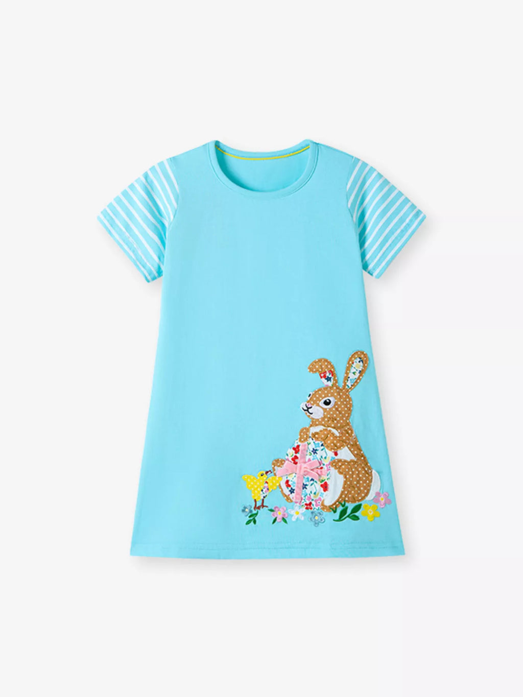 Children's Bunny Striped Sleeve Casual Dress