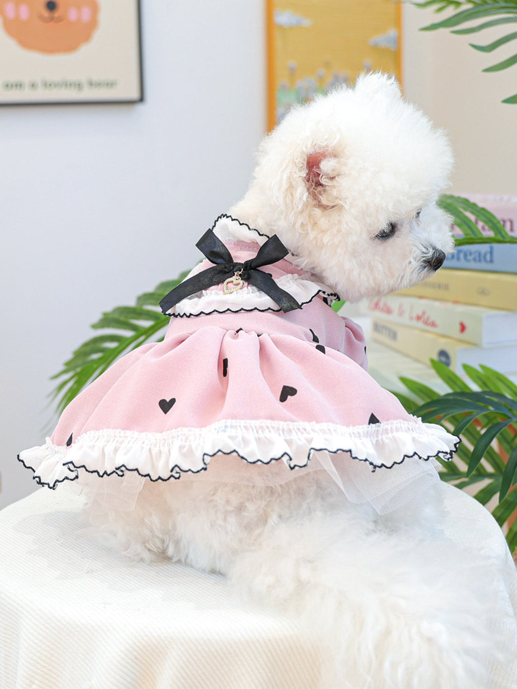 Heart-Patterned Bowknot Pet Dress
