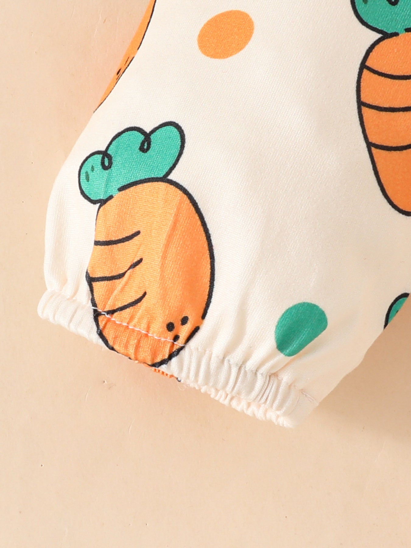 Children's Carrot Print Bodysuit and Pants Set with Headband