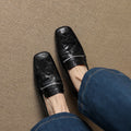 Women’s Sheepskin Square Toe Chunky Heel Pumps