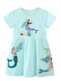Children's Mermaid Embroidered Short Sleeve Dress