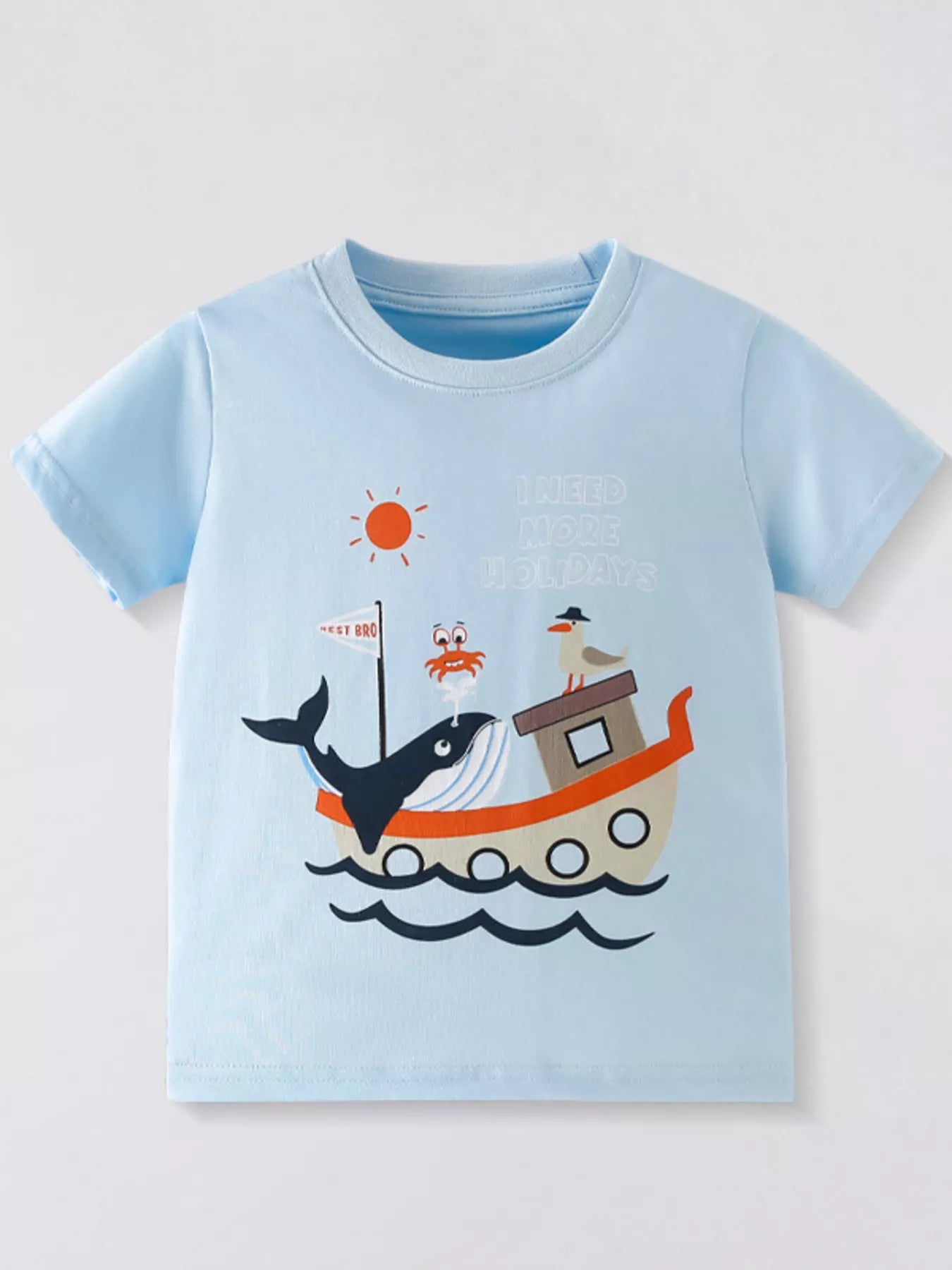 Children's Whale Boat Graphic Short Sleeve T-Shirt