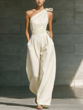 Women's Sleeveless Halter Neck Cinched Waist Slim Jumpsuit – 6 Colors S–2XL