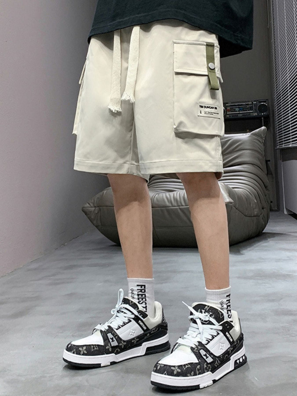 Men's Plus Size Casual Cargo Shorts with Drawstring