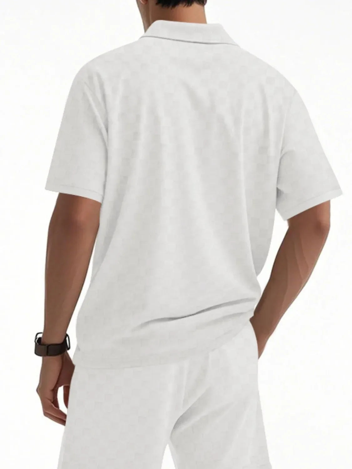 Men's Full Size Quarter Zip Short Sleeve Top and Shorts Set Plus Size