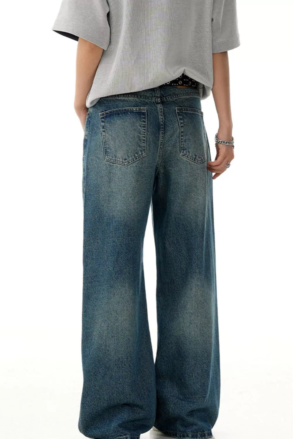Men's Wide Leg Vintage Wash Jeans