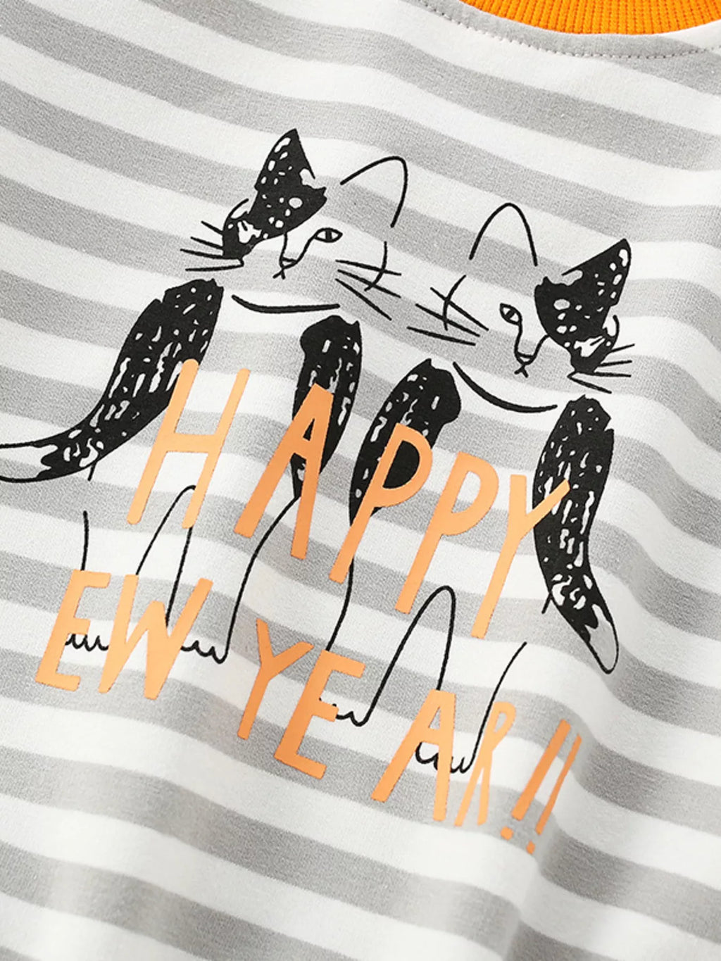 Children's Striped Cat Crew Neck Sweatshirt