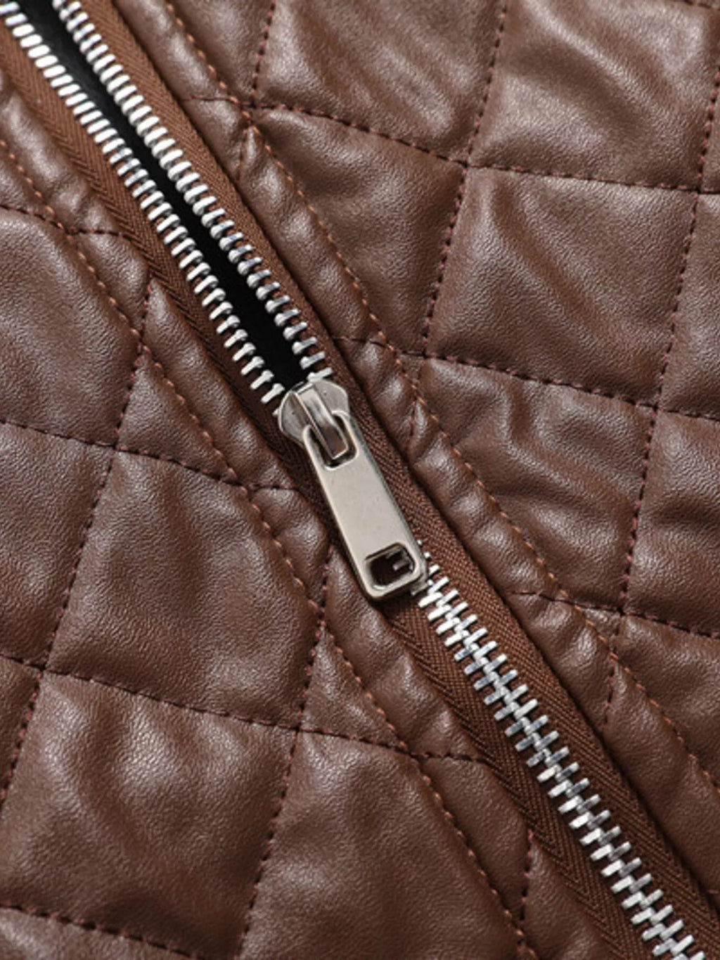 Men's Plus Size Quilted Faux Leather Bomber Jacket