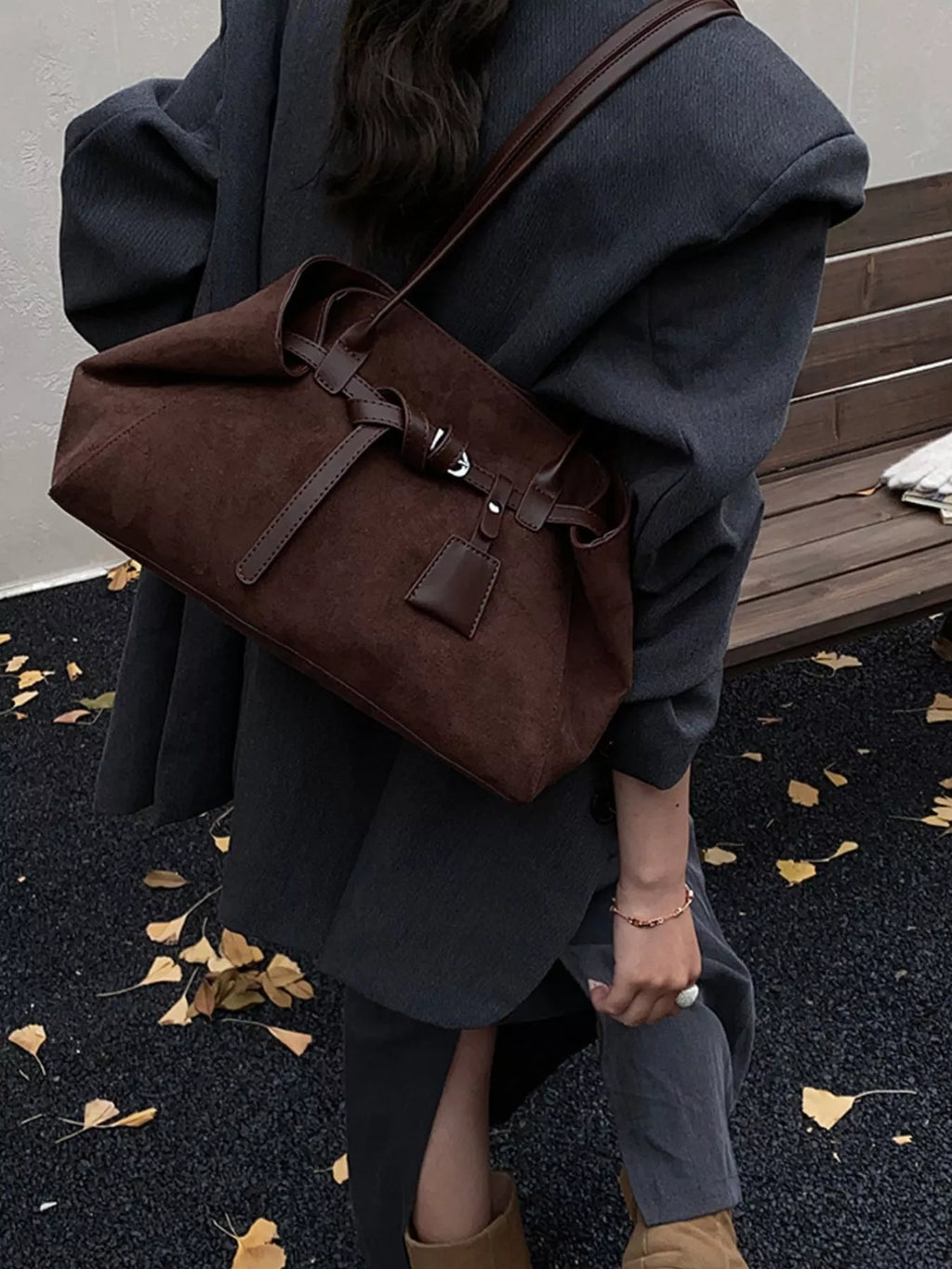 Lightweight Suede Shoulder Bag