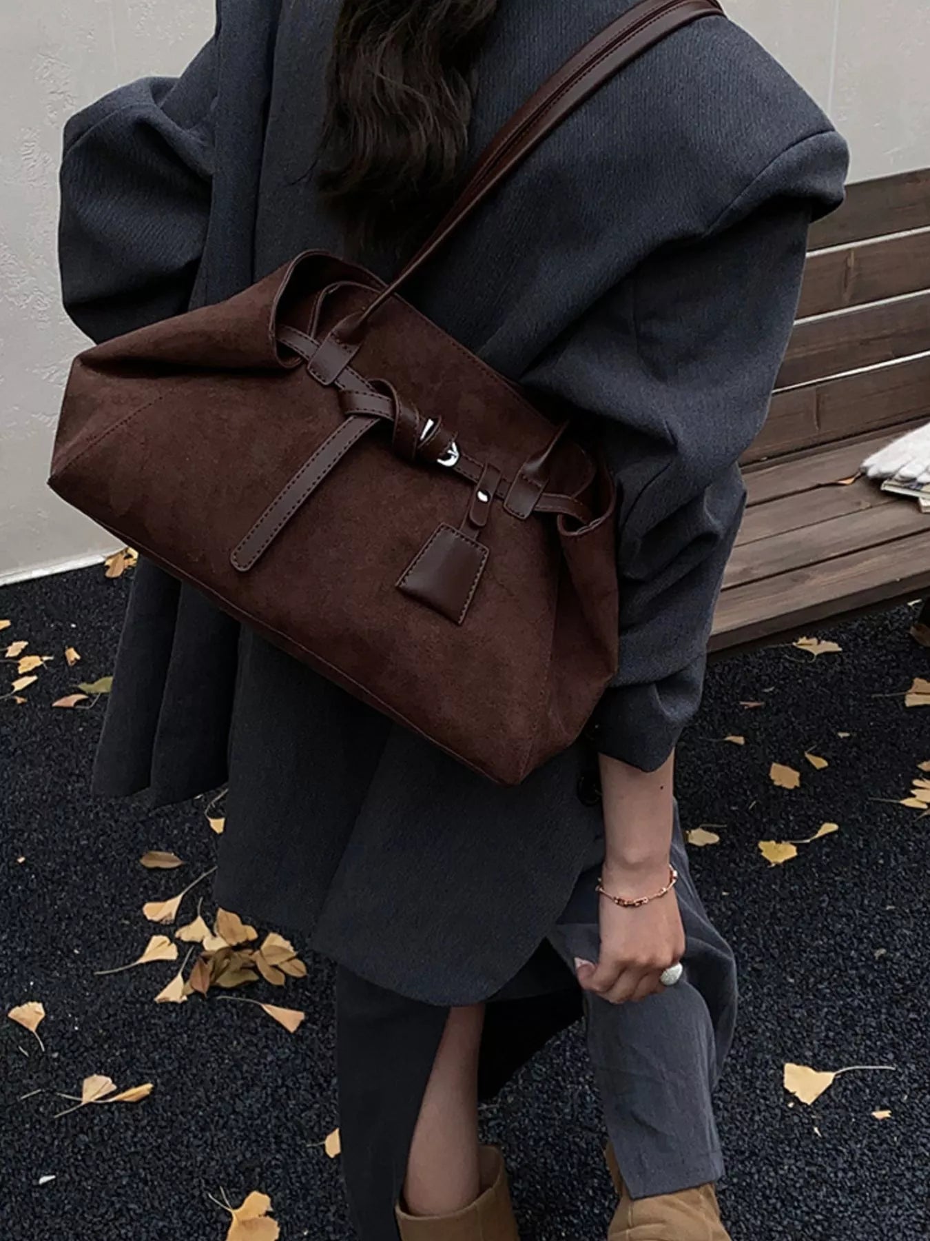 Lightweight Suede Shoulder Bag