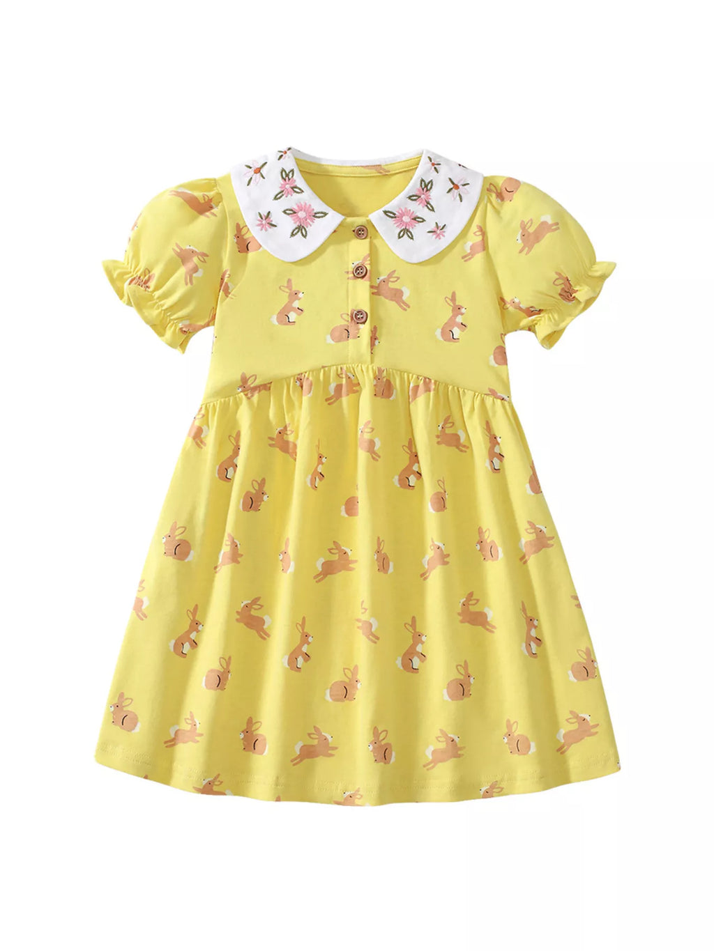Children's Bunny Print Peter Pan Collar Dress