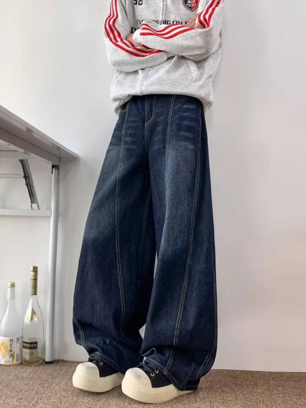 Men's Full Size Wide Leg Barrel Jeans Plus Size