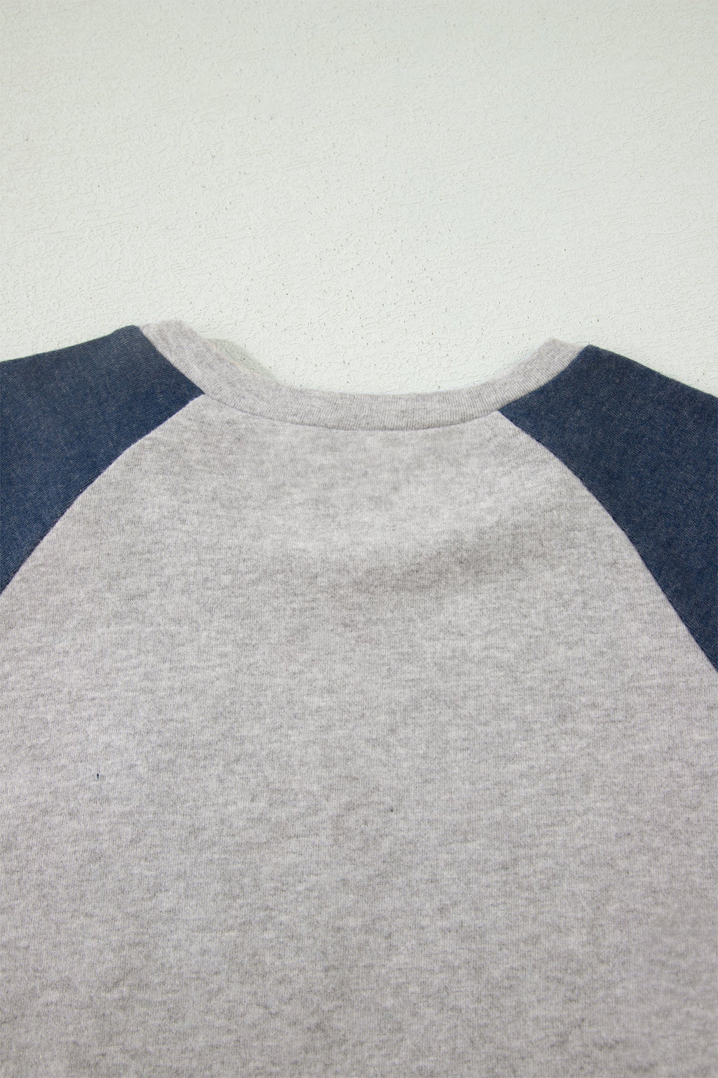 Dark Blue Floral Patchwork Colorblock Raglan Sleeve T Shirt
