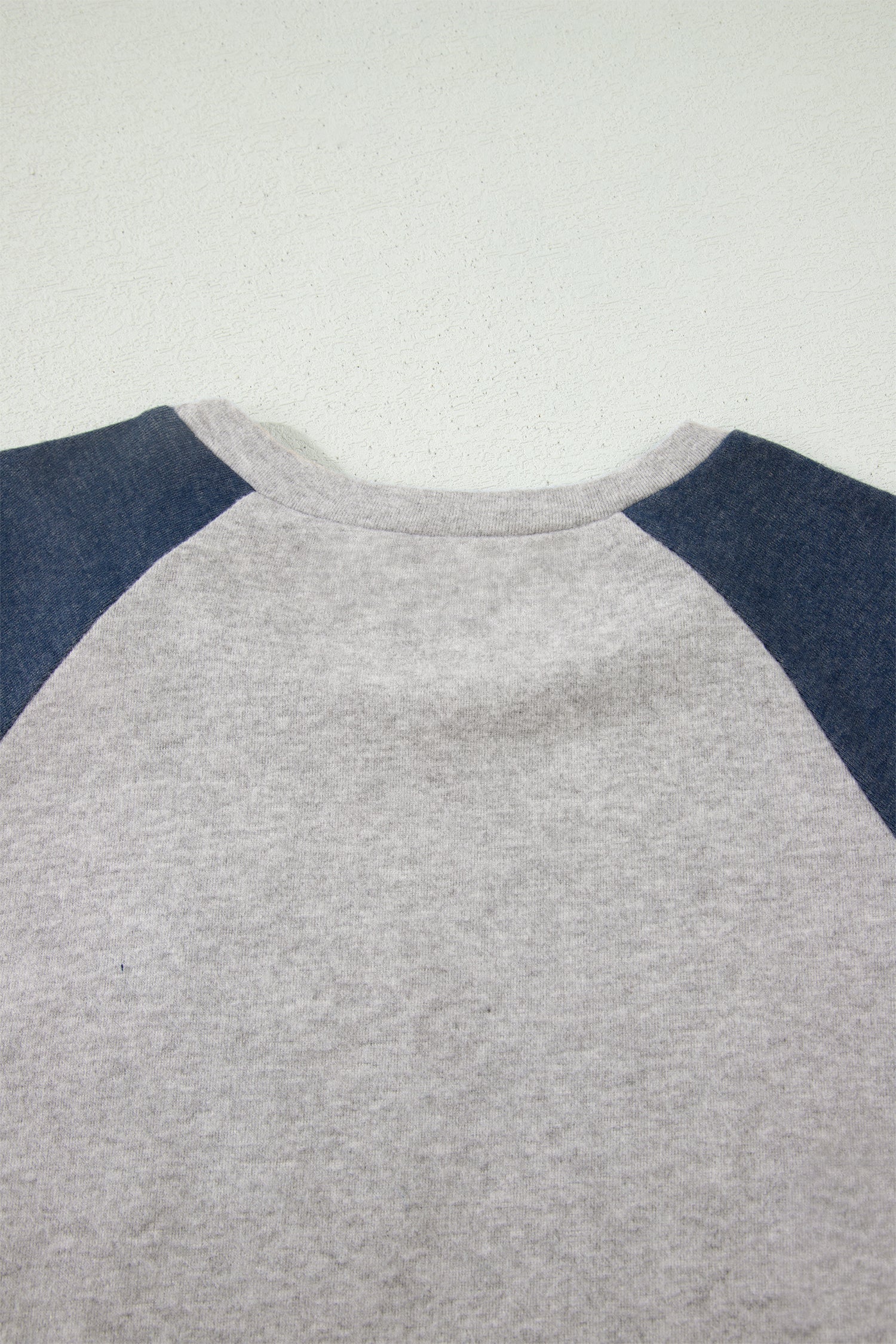 Dark Blue Floral Patchwork Colorblock Raglan Sleeve T Shirt