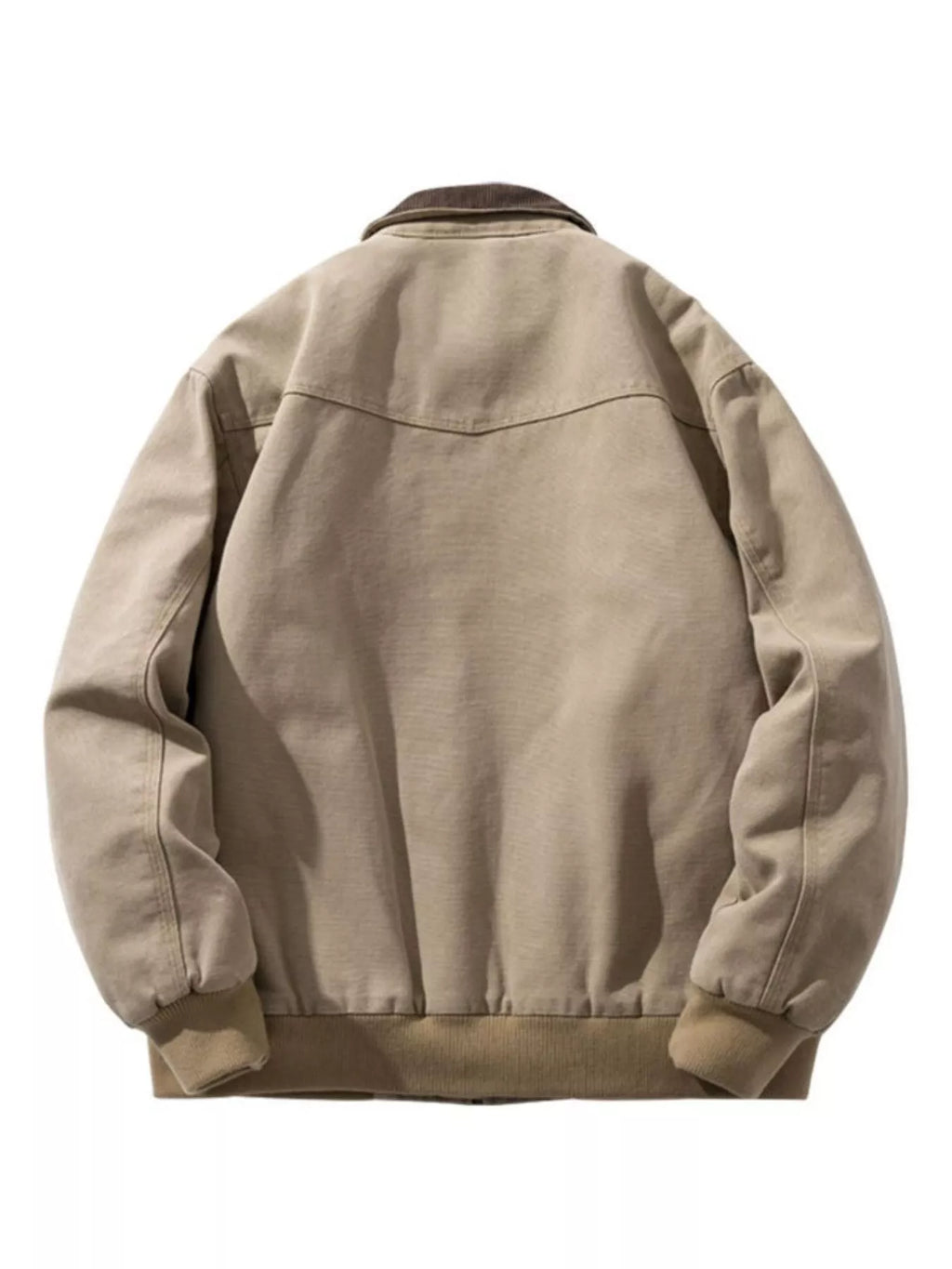 Men's Plus Size Corduroy Collar Zip-Up Jacket