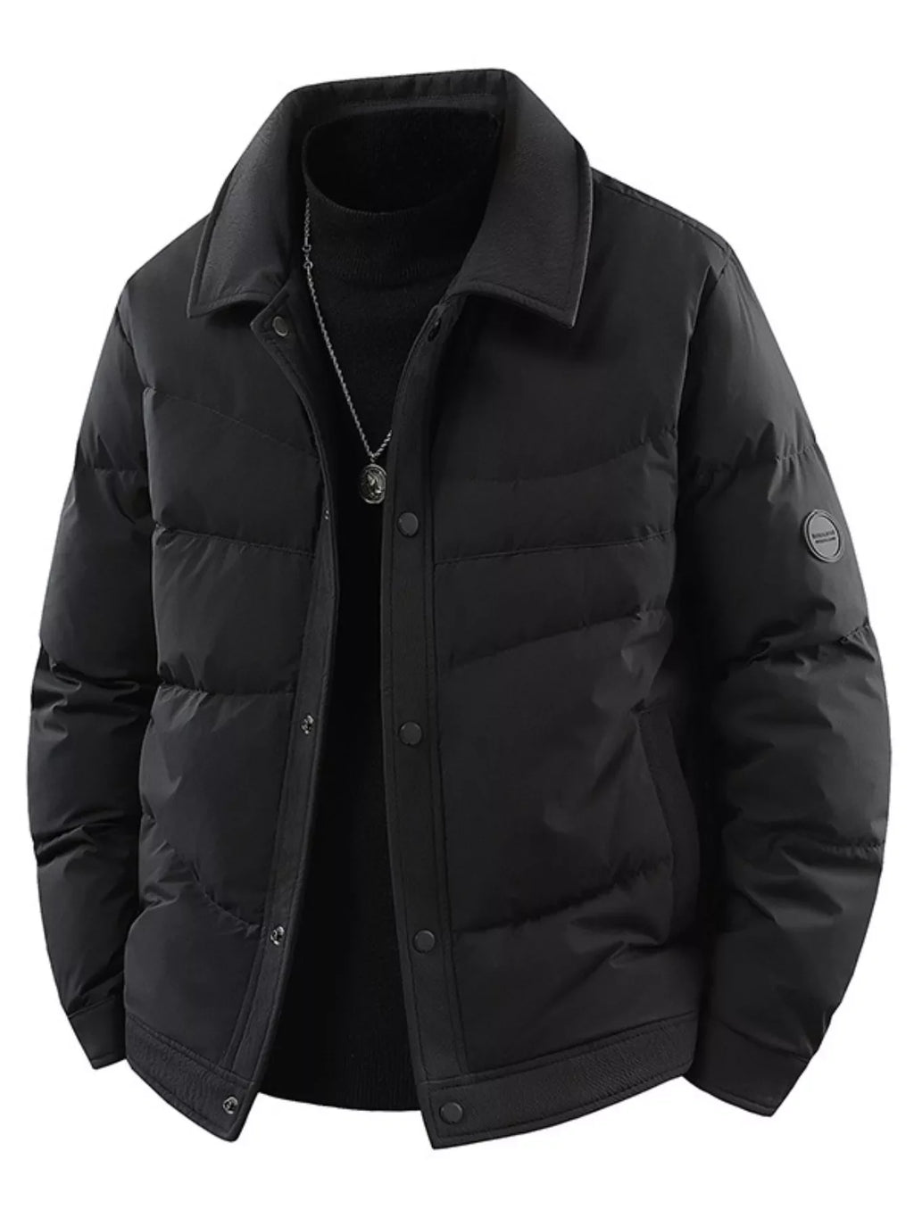 Men's Plus Size Snap Down Puffer Jacket
