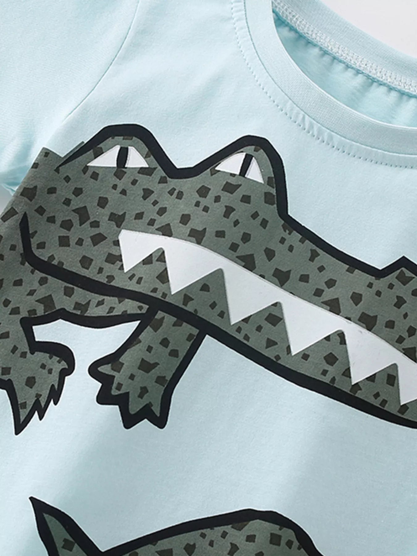 Children's Crocodile Round Neck Tee and Shorts Set